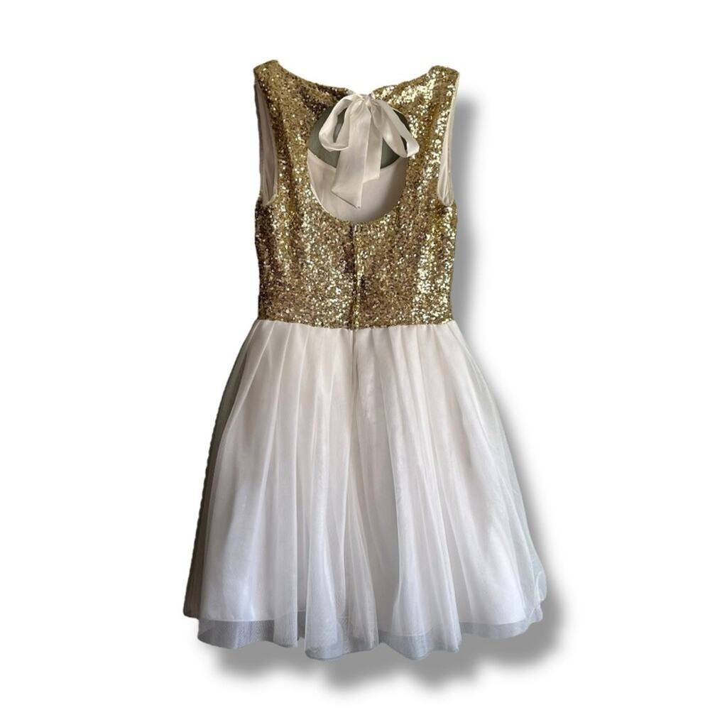Windsor gold sequined tulle cocktail dress size 7 / 8 - Picture 6 of 12